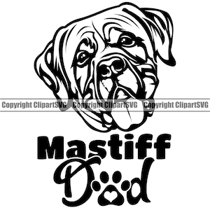 Mastiff Dad Dog Breed Father  Owner Puppy Paw Pup Pet English Bullmastiff Design Element Logo SVG PNG Clipart Vector Cricut Cut Cutting File