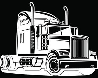 Truck Driver #32 Trucker Big Rigg 18 Wheeler Semi Tractor Trailer Cab Flat Bed Company Trucking Logo.SVG .EPS .PNG Vector Cricut Cut Cutting