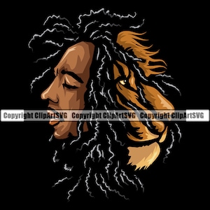 Reggae Musik Rasta Löwe Mann Dreads Rauchen Marihuana Blatt Gelenk Knospe Topf Unkraut Cannabis Art Design Logo SVG Clipart Vektor Schneiden Schneidedatei