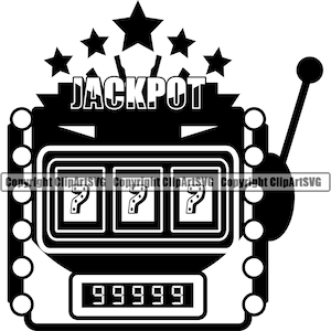 Jackpot Slot Machine Lucky 777 Casino Bet Money Chip Win Risk Play Win Winner Sign Vegas Spin Game Design Logo SVG PNG Vector Clipart Cut