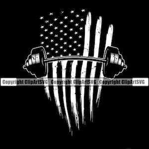 Barbell USA US Flag Fitness Bodybuilding Bar Weightlifting Workout Working Out Gym Weight Training Design Logo SVG Png Clipart Vector Cut