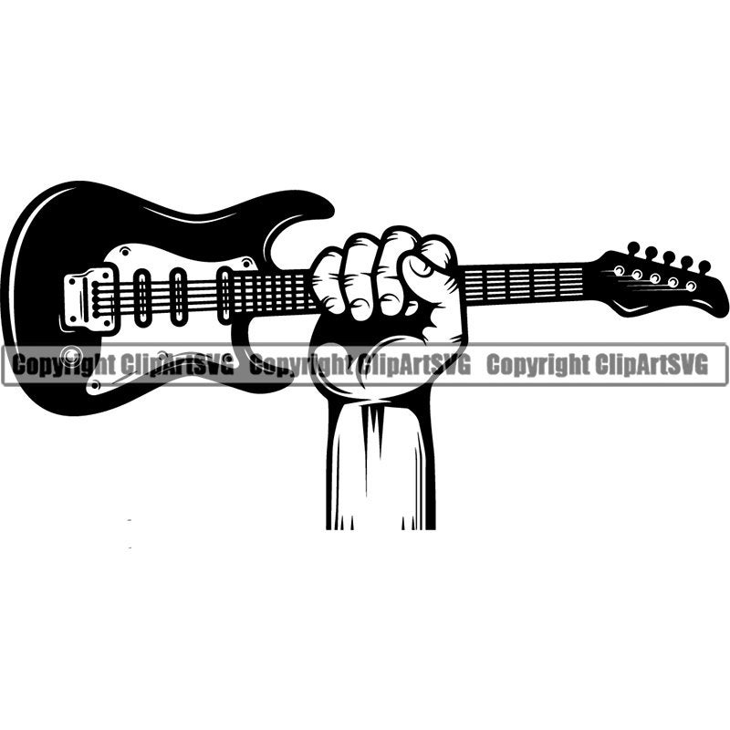 Guitar Logo 19 Hand Holding Electric Electrical Musical Etsy