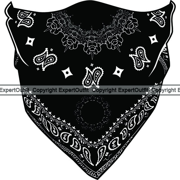 Mask #3 Bandana Bandanna Paisely Pattern Face Head Bandanna Bandana Gangster Thug Criminal Element.SVG.PNG Clipart Vector Cricut Cut Cutting