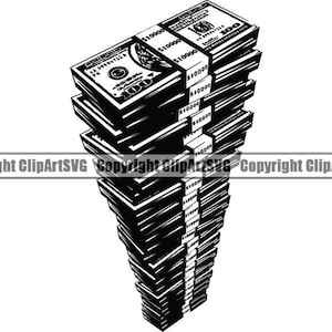 Money #23 Cash Stack 100 Dollar Bills Currency Business Advertising Design Element Logo.SVG .EPS .PNG Clipart Vector Cricut Cut Cutting File