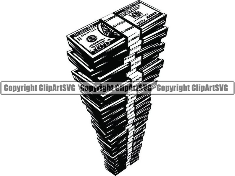 Money 23 Cash Stack 100 Dollar Bills Currency Business Advertising Design Element Logo Svg Eps Png Clipart Vector Cricut Cut Cutting File - 
