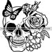 Skull Roses Flowers Butterfly Grin Death Love Dead Head Evil Kill Killer Tattoo Female Woman Design Art Logo SVG PNG Clipart Vector Cut File 