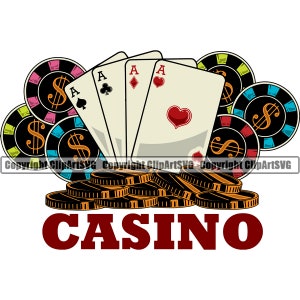 Casinò Scommessa Soldi Chip Fortuna Vinci Rischio Gioca a Poker Slot Machine Craps Roulette Vegas Tavolo Gioco di carte Design Art Logo SVG PNG Vector Clipart Cut