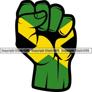 Jamaica Jamaicaanse hand vuist macht eenheid reggae Rasta vlag Caribisch eiland land wereld natie kunst ontwerp logo JPG PNG clipart vector knippen