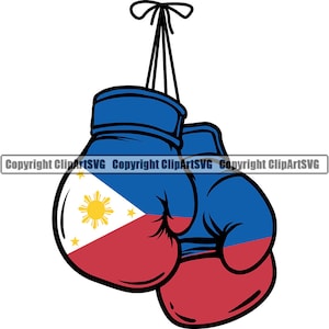 Philippines Filipino Boxing Gloves Flag Country World Nation Map Sign Symbol Design Element Logo SVG PNG Vector Clipart Cricut Vector Cut