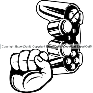Mano che tiene il controller per videogiochi Gioca con il joystick Console Gamepad Computer Pad Gaming Wireless PC.SVG. PNG Clipart Clipart Vector Cut Cutting