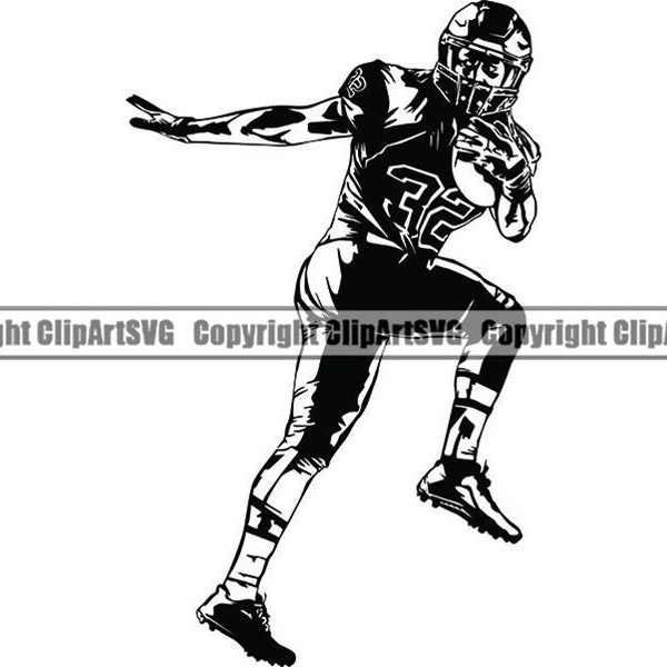 Football Player Running Clipart - Etsy