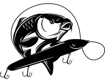 Download Bass Fishing 5 Logo Angling Fish Hook Fresh Water Hunting
