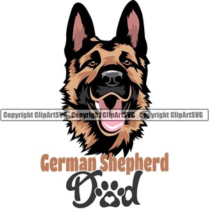 German Shepherd Dog Dad Father Breed Owner Love Puppy Paw Pup Pet Clip K9 Art Design Logo SVG PNG JPG Clipart Vector Cricut Cut Cutting File