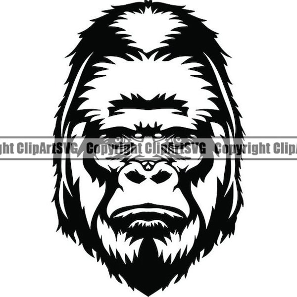 Gorilla Ape #13 Monkey Wild Animal Wildlife Jungle Cartoon Primate Zoo Team Sport Mascot Logo .SVG .PNG Clipart Vector Cricut Cut Cutting