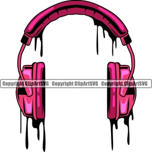 DJ Disc Jockey hoofdtelefoon Drip druipende smelt smelten muziekmixer Album Vinyl Club Radio Sound Design Art Logo SVG PNG Vector Clipart gesneden bestand