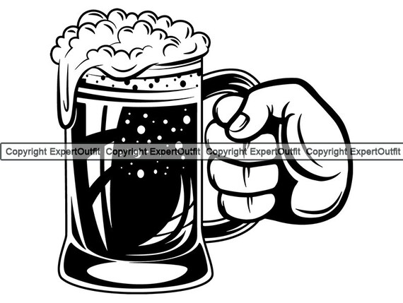 Hand Holding Draft Beer Mug Foam Drinking Bar Tavern Bartender Etsy