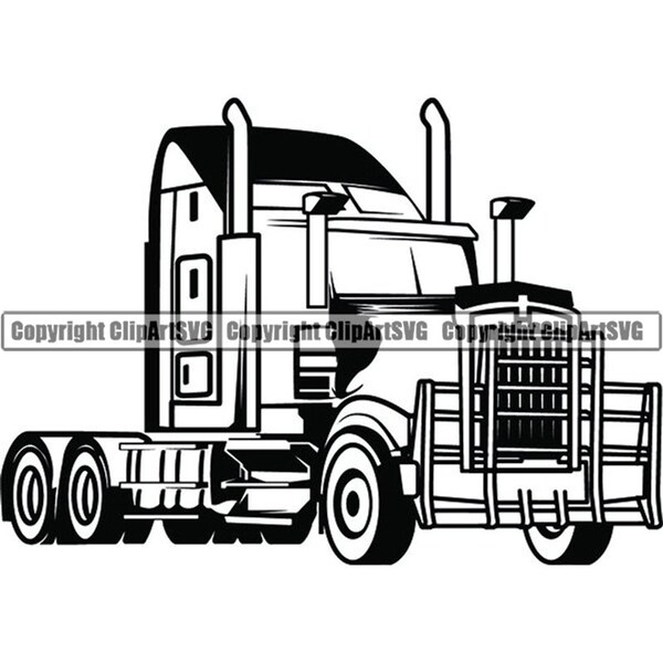 Truck Driver #36 Trucker Big Rigg 18 Wheeler Semi Tractor Trailer Cab Shipping Moving Company Trucking Logo .SVG Vector Cricut Cut Cutting