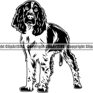 English Springer Spaniel #12 Cute Dog Pedigree Breed K-9 Animal Pet Puppy Hound Cocker Design Logo.SVG.PNG Clipart Vector Cricut Cut Cutting