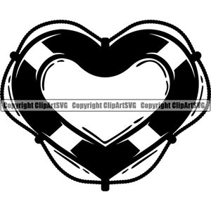 Lifeguard Life Guard Preserver Heart Love Swim Water Beach Ocean Rescue EMT Pool Safety Training Art Design Logo SVG PNG Vector Clipart Cut