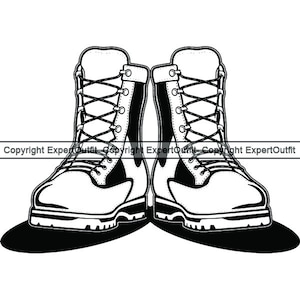 War Boots #1 War Military Combat Uniform Soldier Footwear War Shoe Leather Clothing Fashion Boots Lace .SVG.PNG Vector Cricut Cut Cutting