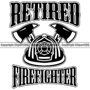 Ruhestand Feuerwehrmann Feuerwehr Axt Feuer Flammen Rettung Feuerwehrmann Maske Kampf Kampf EMT Zahnrad Design Logo SVG Png Clipart Cricut Vektor Cut