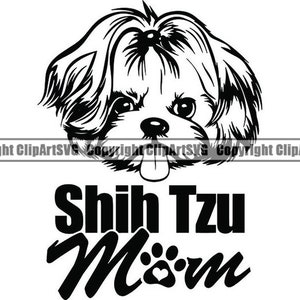 Shih Tzu #34 maman amour chien race K-9 jouet groupe tour Animal Pet Hound chiot Pedigree Hound Logo.SVG. PNG vecteur Clipart Cricut coupe coupe fichier