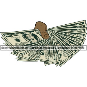 Mãos de homem negro seguram dinheiro 100 notas de cem dólares fã dinheiro rico gangster crime hustle hustler arte anúncio design logotipo svg png clipart corte vetorial