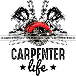 Timmerman leven thuis huis reparatie service bouw gebouw werknemer tool klusjesman bouwen fix zag ontwerp logo SVG PNG clipart vector knippen