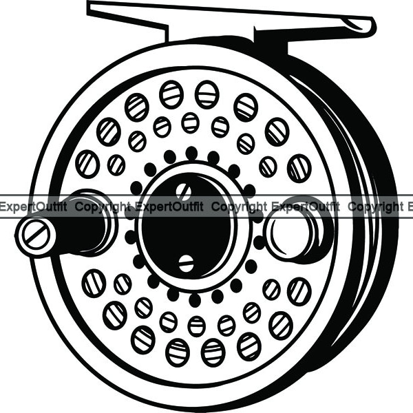 Fishing Fly Reel Reeling Reeler Tool Equipment Rod Fisherman Pulling Recreational Activity Fish .SVG .PNG Clipart Vector Cricut Cut Cutting