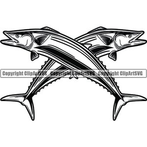 Kingfish Fish #2 Fishing Angling Fish Salt Water Ocean Sea Wild Animal Wildlife Food Seafood Logo.SVG .PNG Clipart Vector Cricut Cut Cutting