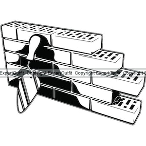 Mason Logo #1 Construção de tijolos Alvenaria de concreto Pedreiro Espátula Ferramenta Trabalho Trabalhador Serviço .SVG .PNG Vector Cricut Cut Cutting