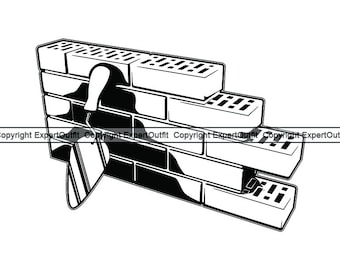 Mason Logo #1 Brick Construction Concrete Masonry Bricklayer Trowel Spatula Tool Work Worker Service .SVG .PNG Vector Cricut Cut Cutting