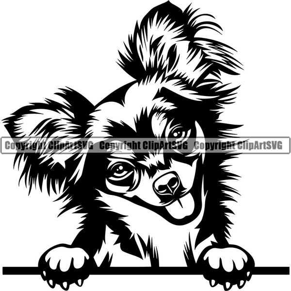 Chihuahua Dog Peeking Peek-A-Boo Breed Smiling Happy Paw Puppy Pup Pet Purebred Pedigree Art Logo SVG PNG Clipart Vector Cricut Cut Cutting