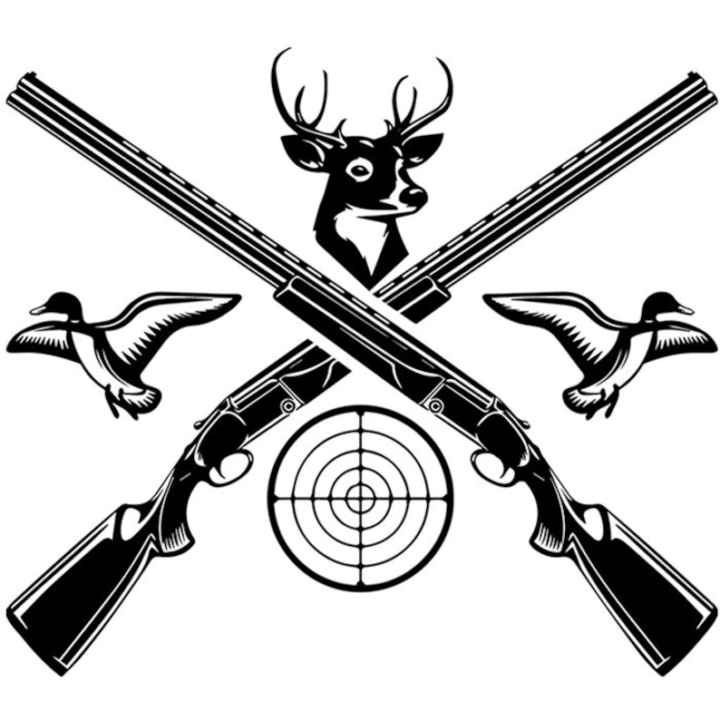 Hunting Logo 55 Shotguns Crossed Skull Duck Deer Sport Hunt | Etsy