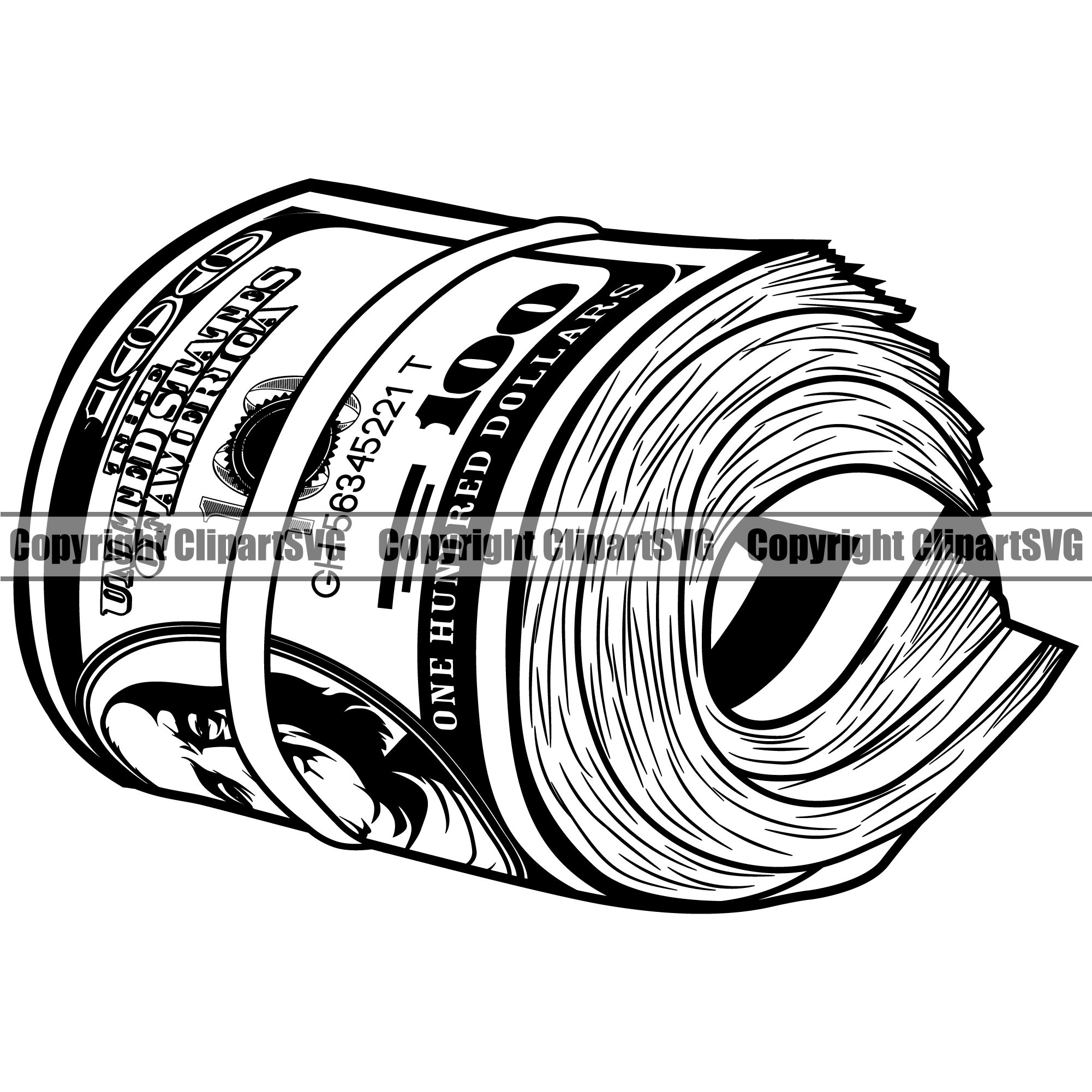 Money Roll 100 Hundred Dollar Bill Rubber Band Stack Knot Cash Rich  Gangster Rap Hustle Hustler Art Design Logo SVG PNG Clipart Vector Cut -  Etsy