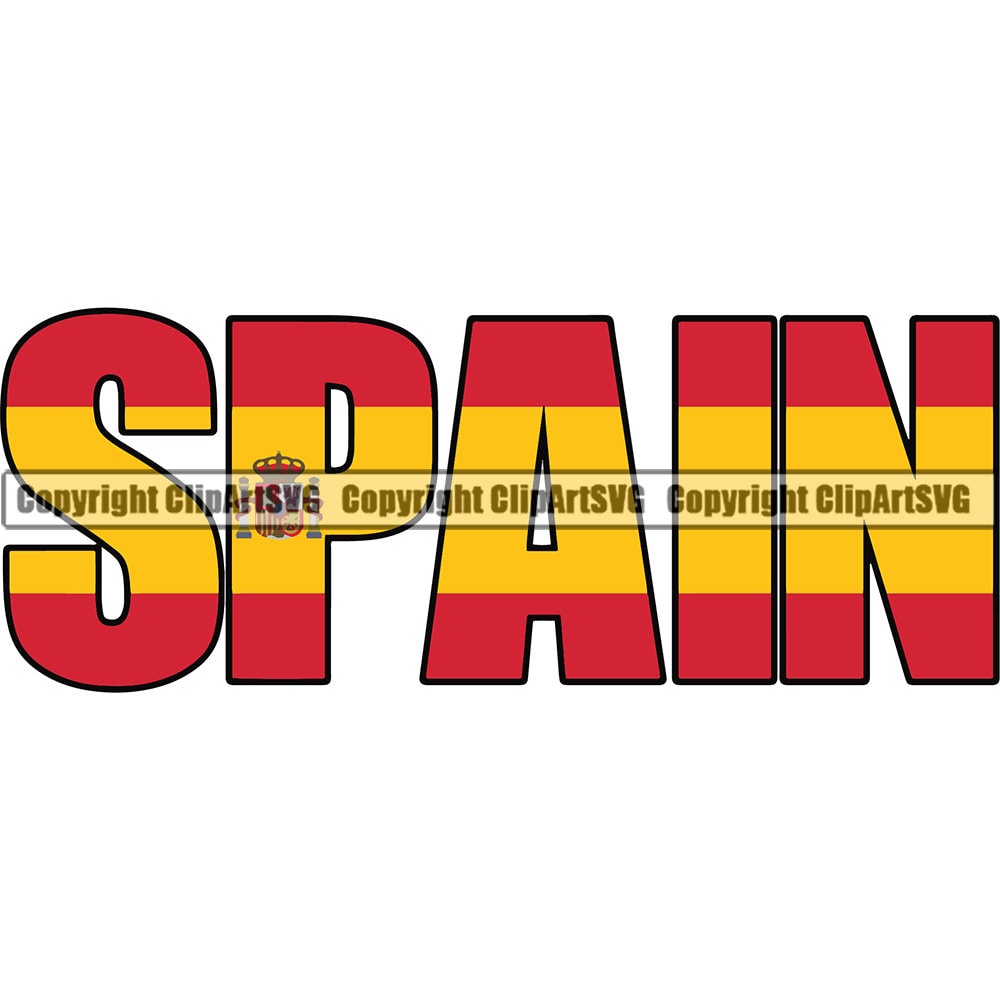 Spain Spanish Name Word Text Flag Name Country World Nation Etsy
