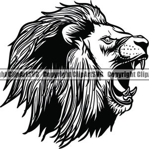 Lew #22 Dzikie Zwierzę Warczące Zły Maskotka Głowa Twarz Kreskówka Szkoła Zespół Sport Tatuaż Projekt Logo .SVG.PNG Clipart Wektor Cricut Cięcie Cięcie
