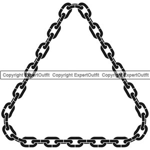 May include: Black chain link design in the shape of a triangle.