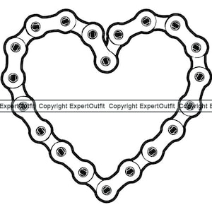 Liebe Fahrrad #7 Kettenglied Herz Zyklus Radfahren Fahrrad Helm Rennen BMX Freestyle Racing Geschwindigkeit Design Logo .SVG .PNG Vektor Cricut Cut Cutting