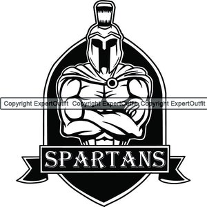 Spartan Logo Greek Warrior Roman Soldier Spear Helmet Armor War Fantasy Sports Emblem Logo.SVG .PNG Clipart Clipart Vector Cut Cutting File