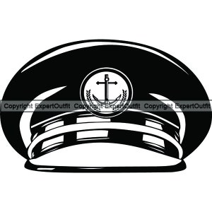 Captain Hat #5 Naval Ship Boat Cap Uniform Clothes Outfit Nautical Sailing Fishing Boating Logo .SVG .PNG Clipart Vector Cricut Cut Cutting