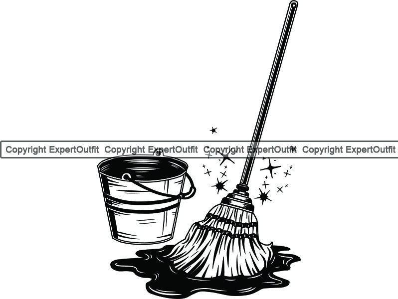 Maid Mop Clean Cleaning Tool Floor Broom Bucket Stick Pail Etsy España