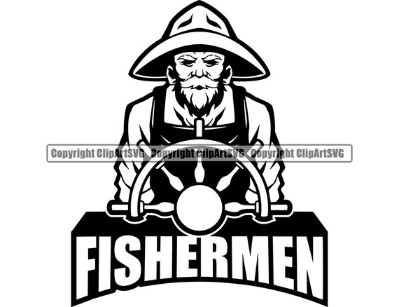 Fisherman Mascot Fishing Logo Fish Pole Fresh Salt Water Lake Etsy
