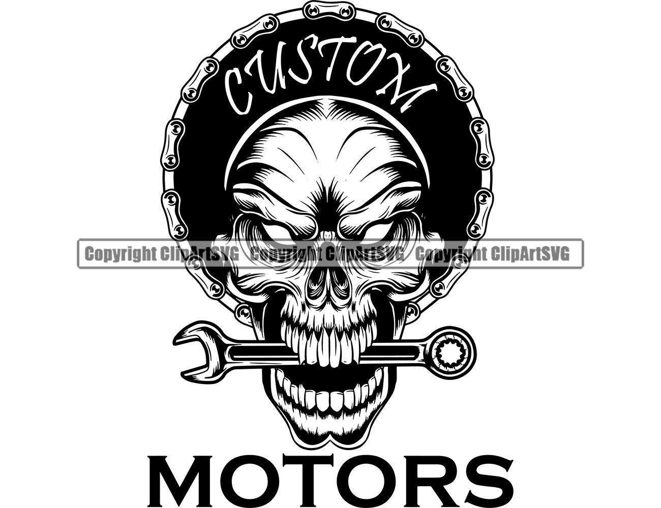 Skull Wrench Garage Mechanic Biker Chain Auto Car Body Part Etsy