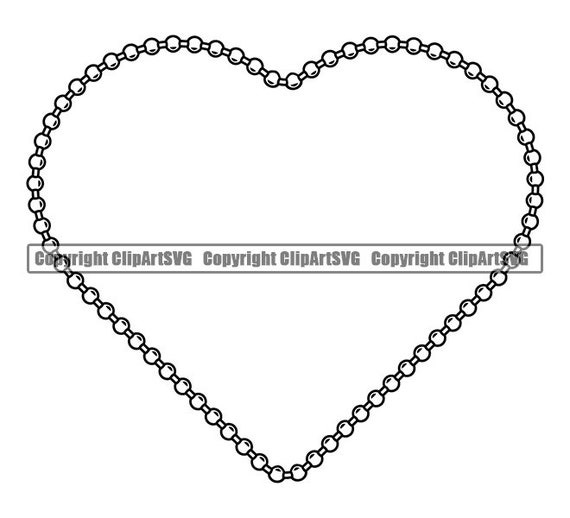 Military Dog Tag Chain Heart Love Frame Sign War Veteran American Soldier  Marine Necklace Honor Art POW MIA SVG Vector Clipart Cut Cutting