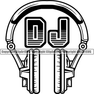 DJ Disc Jockey Kopfhörer Musik Plattenspieler Plattenspieler Mixer Album Vinyl Club Sound Art Design Logo SVG PNG Vektor Clipart Schnitt Schneidedatei
