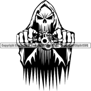 Sensenmann #10 Skull Death Gun Evil Kill Killer Grim Horror Höllengeist Tattoo Skelett Knochen Logo.SVG .PNG Clipart Vektor Cricut Cut Cutting