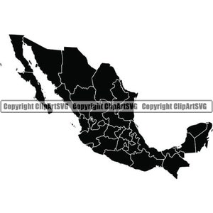 Mexico Map #2 Regions America American US USA Country Nation Flag Education School Teacher Logo .SVG Clipart Vector Cricut Cut Cutting File