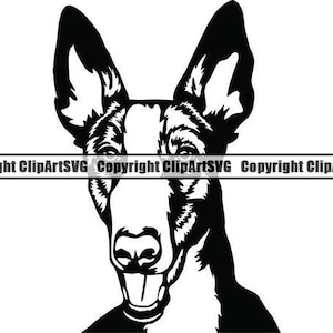 Ibizan Hound #1 hond glimlachend gelukkig puppy poten stamboom honden huisdier ras Podenco Ibicenco K-9 logo. SVG. PNG clipart vector Cricut knippen snijden