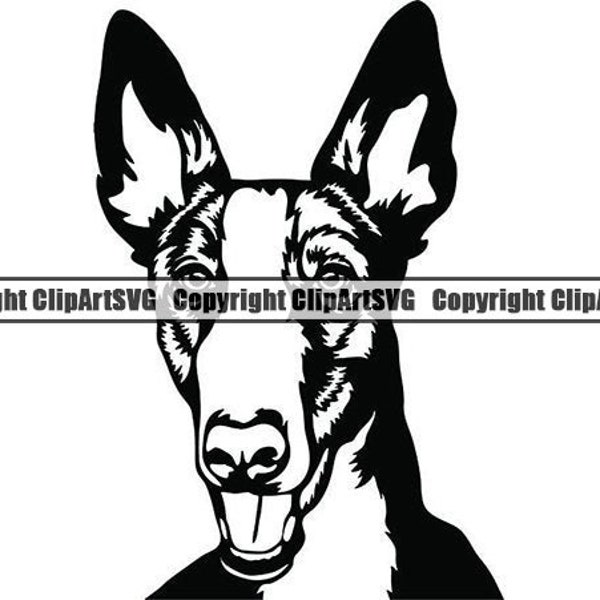 Ibizan Hound #1 Dog Smiling Happy Puppy Paws Pedigree Canine Pet Breed Podenco Ibicenco K-9 Logo .SVG .PNG Clipart Vector Cricut Cut Cutting